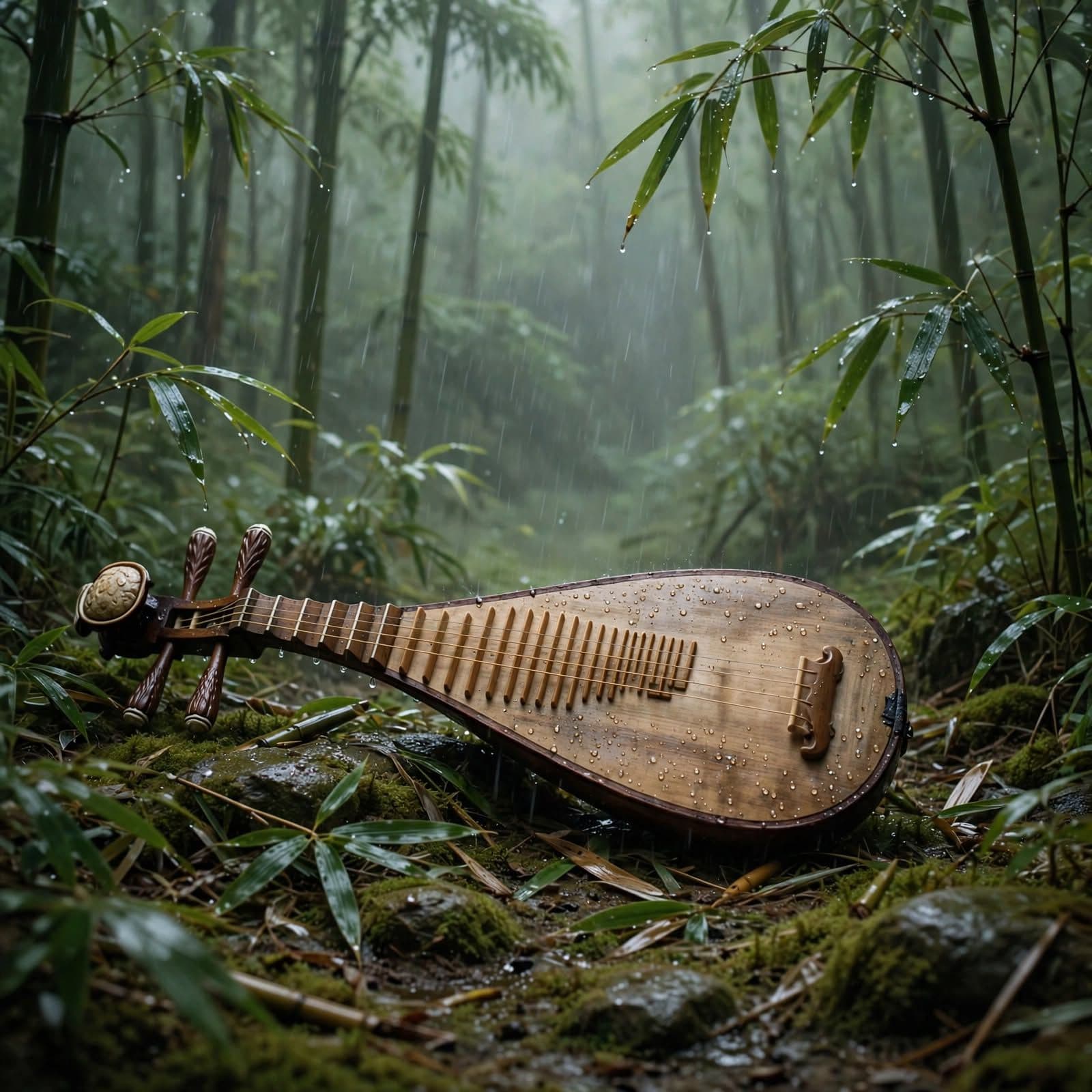 Chinese Pipa in Rain Classical Garden Music