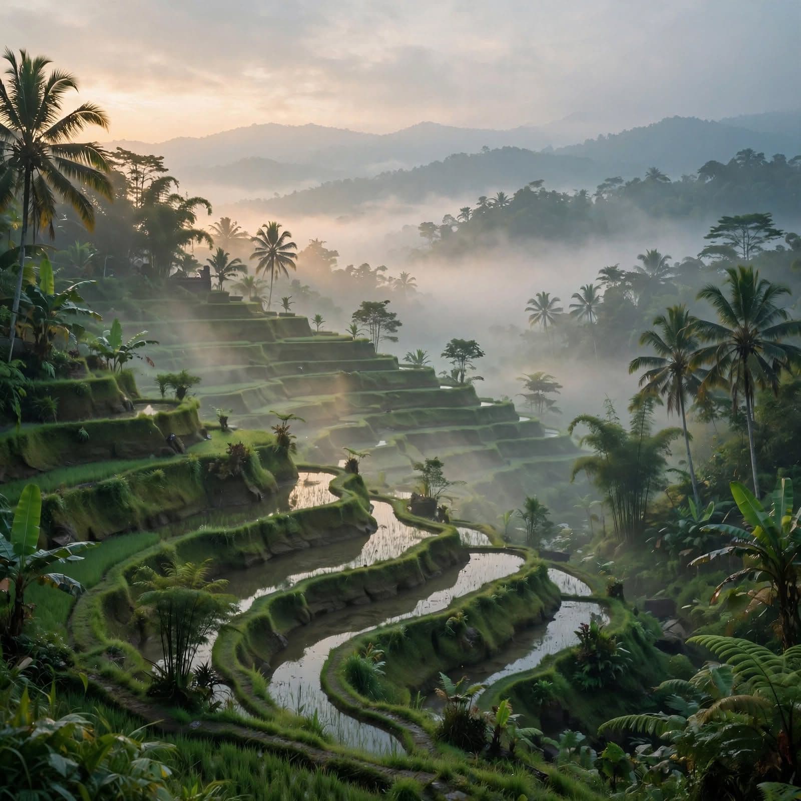 Balinese Rice Fields at Dawn