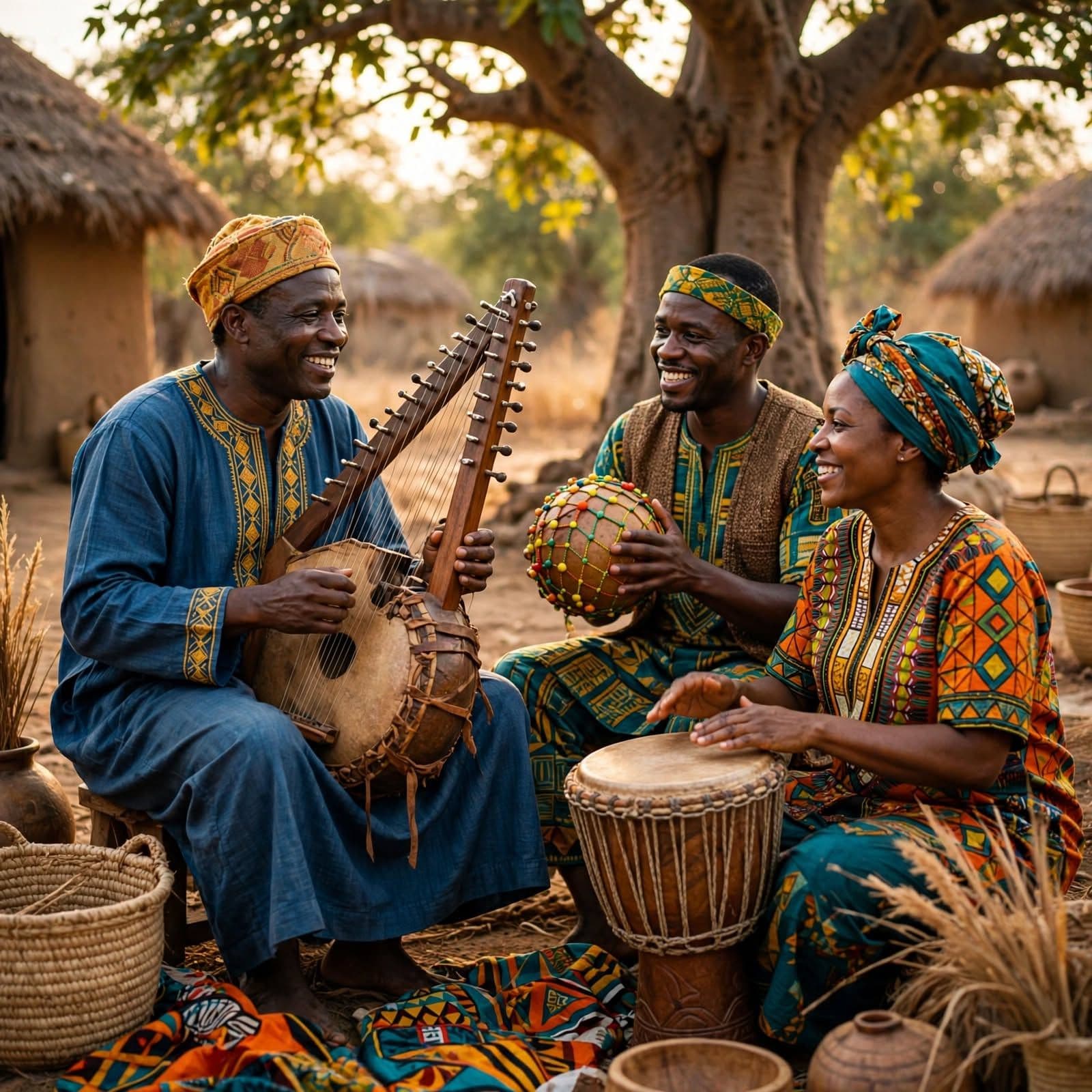 Uplifting Village Gathering Kora and Percussion Rhythms