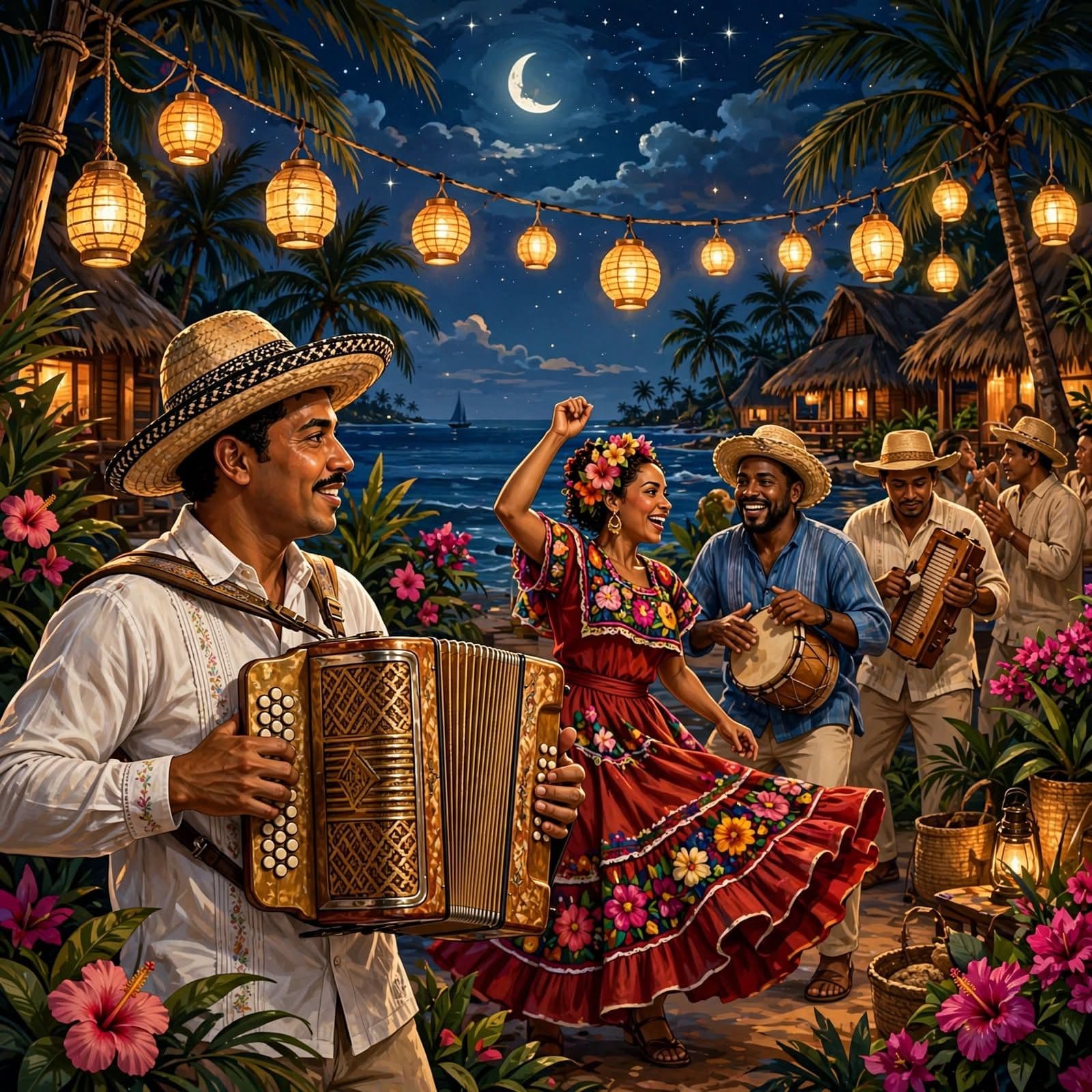 Colombian Vallenato Night Accordion Caja Folk Music