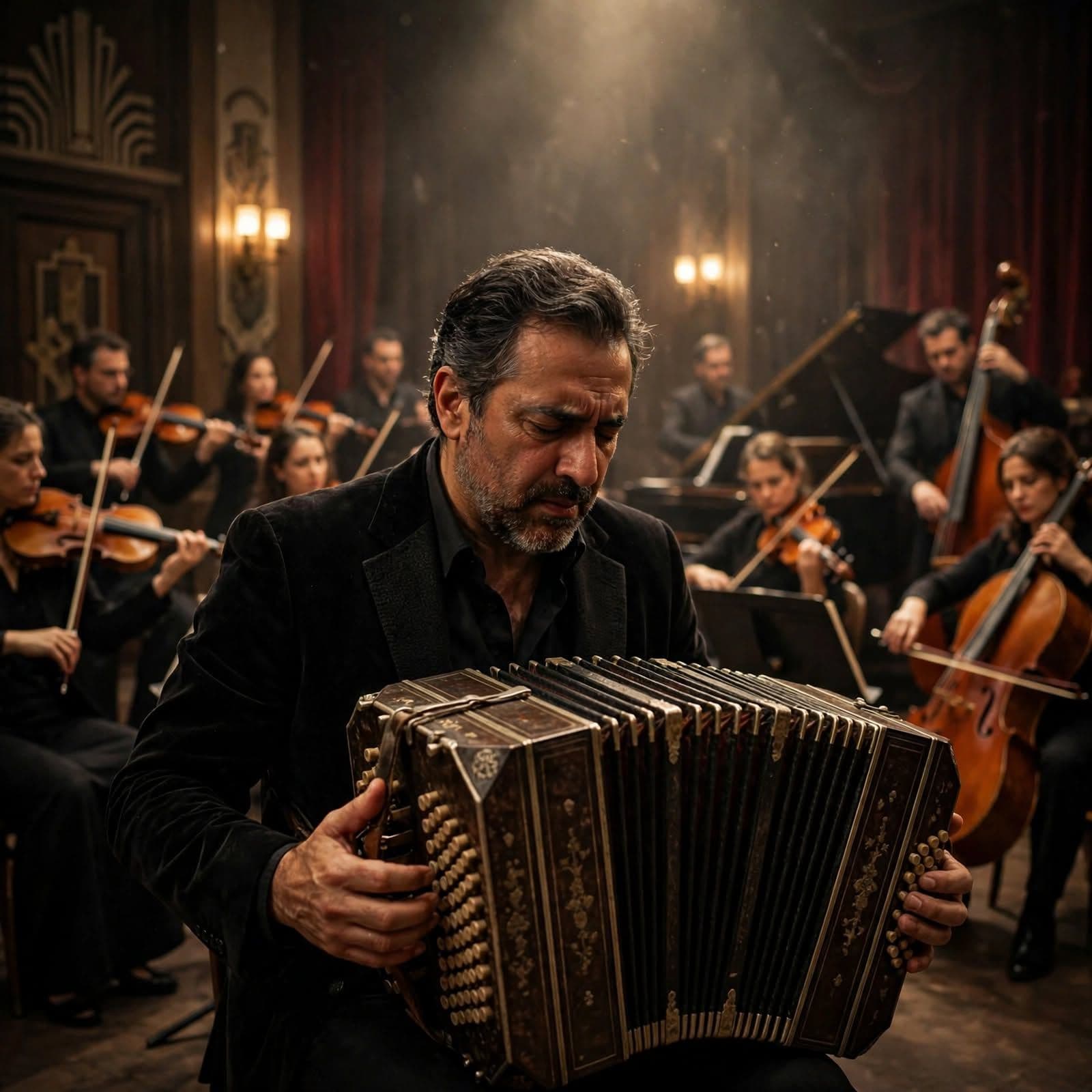 Cinematic Argentine Tango Orchestra with Emotive Bandoneon and Strings